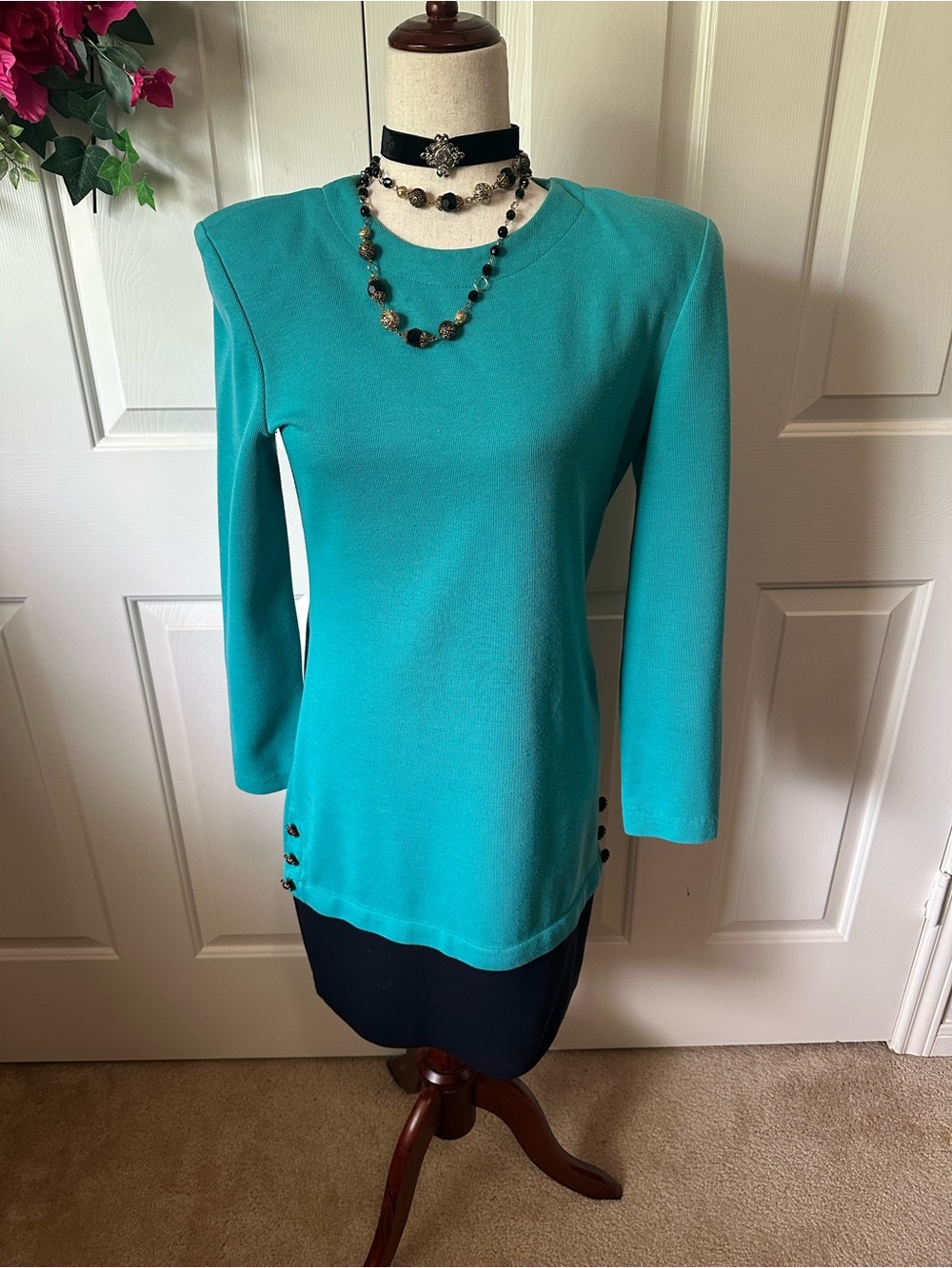 All That Jazz | Fancy 90’s dress with Large shoulder pads & Side Button Detail